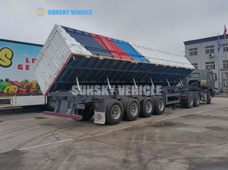 The design of Sunsky brand's side-tipping drop-side semi-trailer